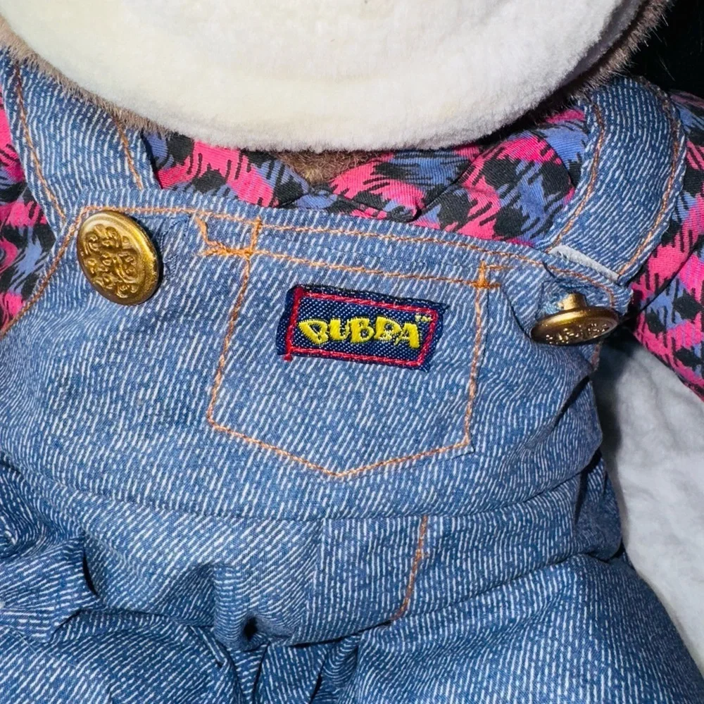 Guess Stuffed Animal with Denim and Pink Checkered Outfit
